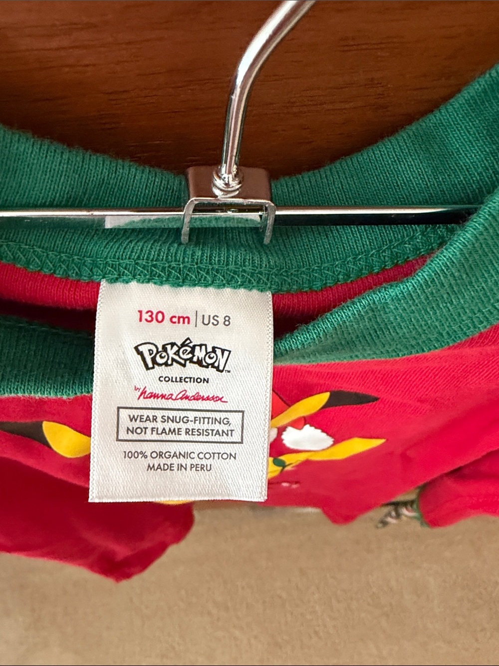 Hanna Andersson Red & Green Pikachu Holiday Pajama Set - Picture 2 of 7